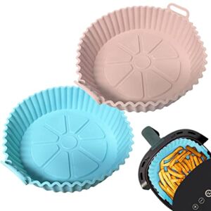 Silicone Liners for Air Fryer Basket – 2 PCS Air Fryer Silicone Liners, 8 Inch Round Reusable Air Fryer Liners, Blue and Pink – YAWALL