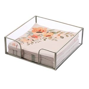 Sumnacon Square Glass Napkin Holder – Stylish Silver Luncheon Napkin Holder for Dining Table Countertop Kitchen, Decorative Napkin Holder Basket for Picnic Wedding Party Restaurant Office Hotel