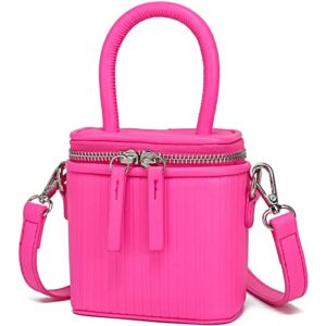 HIYOLALA Cute Mini Purses for Women, Trendy Mini Crossbody Bag with Removable Strap (Hot Pink)