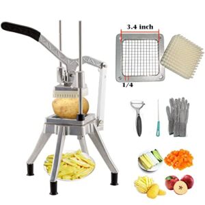 Upgrade Commercial Vegetable Fruit Chopper, Professional Potato Slicer, Manual Veggie Chopper Cutter Machine, French Fry Cutter Home Kitchen,Stainless Steel Blade with 1 Replacement(1/4″ Blade)