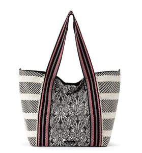 Sakroots womens Catalina Tote Bag in Canvas Double Shoulder Strap Purse, Black & White Soulful Desert, One Size US