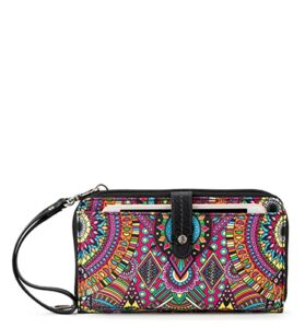 Sakroots Large Smartphone Crossbody Bag in Eco-Twill, Convertible Purse with Detachable Wristlet Strap, Rainbow Wanderlust