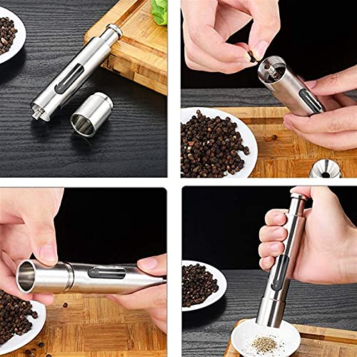Pepper Grinder Mill Pepper Grinder – Salt and Pepper Grinder Set Grinders Mini Thumb Push Mill with Stand, Peppermill are Refillable (Stainless) Fits in Home,Kitchen,Barbecue | The Storepaperoomates Retail Market - Fast Affordable Shopping