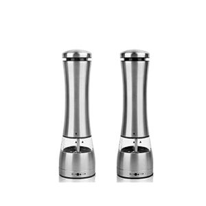 Pepper Grinder Mill Electric Salt and Pepper Grinder – Battery Operated with LED Light Refillable Automatic One-Hand Operated Pepper and Salt Mill Set Fits in Home,Kitchen,Barbecue