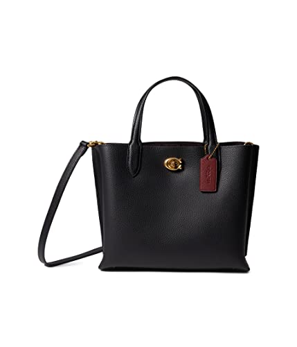 COACH Polished Pebble Leather Willow Tote 24 Black One Size | The Storepaperoomates Retail Market - Fast Affordable Shopping