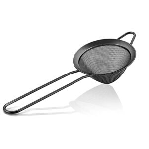 Conical Fine Mesh Strainer, P&P CHEF 3.3” Stainless Steel Tea Strainer Sieve with Long Handle for Kitchen & Home Bar, Filtering Tea, Coffee, Cocktail, Healthy & Durable, Dishwasher Safe, (1, Black)