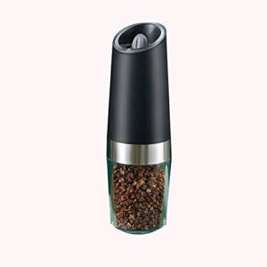 Pepper Grinder Mill Gravity Electric Salt and Pepper Grinder Automatic Pepper and Salt Mill Grinder Battery-Operated Adjustable Coarseness Fits in Home,Kitchen,Barbecue (Color : Black)