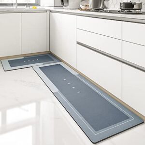 Super Absorbent Floor Mat, 18×59 in Oversized Kitchen Anti-Slip Floor Mat, Quick Dry Bathroom Living Room Large Carpet, Rubber Bottom Anti-Slip Kitchen Door Mat (45x150cm, Rectangle Blue)