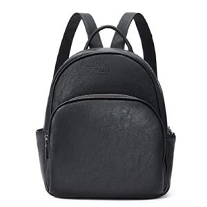 Telena Small Backpack Purse for Women Girls Cute Mini Leather Backpack Travel Shoulder Bags Black