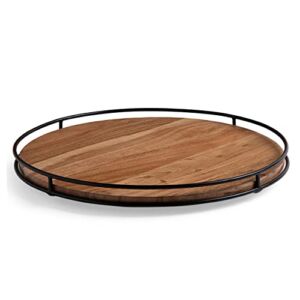 BIRDROCK HOME 18” Wooden Lazy Susan – Espresso – Iron Edges – Table Top Turntable – Cabinet or Pantry Organizer – Decorative Spice Rack Medicine Cleaning Spinning Table – Wood