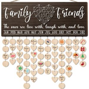 Christmas Grandma Mom Gifts from Daughter Son, Wooden Family Birthday Reminder Calendar Board Wall Hanging DIY Birthday Tracker Plaque with 120 Tags, Best Birthday Gifts for Mom Grandma Couples Home