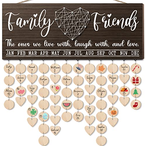 Christmas Grandma Mom Gifts from Daughter Son, Wooden Family Birthday Reminder Calendar Board Wall Hanging DIY Birthday Tracker Plaque with 120 Tags, Best Birthday Gifts for Mom Grandma Couples Home | The Storepaperoomates Retail Market - Fast Affordable Shopping