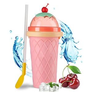 2022 Latest Slushie Maker Cup, Milkshake Maker Slushy Machine with Cherry, Magic Quick Frozen Smoothies Cup, Ice Cream Maker for Kids and Home, DIY Slushy Cup