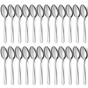 BEWOS 24 Pieces Dinner Spoons Set, 8-Inch Spoons Silverware, Stainless Steel Spoons, Silverware Spoons, Mirror Polished Tablespoons, Dishwasher Safe, Silver Spoons For Home, Kitchen or Restaurant