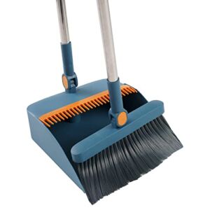 Broom and Dustpan Set for Home, Dustpan and Broom Set, Upright Stand Up Broom and Dustpan Combo for Office Home Kitchen Lobby Indoor Floor Cleaning Use Dustpan Broom Set
