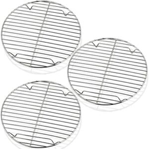 P&P CHEF 9 Inch Round Cooking Rack (Set of 3), Stainless Steel Baking Cooling Steaming Racks for Home Kitchen, Fits in Air Fryer, Stockpot and Canning, Oven & Dishwasher Safe