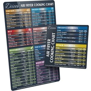 Air Fryer Magnetic Cheat Sheet Set – Air Fryer Accessories Cook Times – Quick Reference Guide for Cooking and Frying – Bold Font and Large Size – Excellent Kitchen Assistant