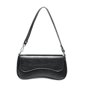 YDSIII Black Shoulder Bag Retro Classic Soft Skin Tote Handbag Top Bags with Zipper Closure for Women Clutch Handbag Small Wallet for Women