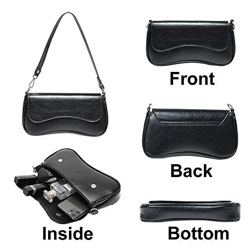 YDSIII Black Shoulder Bag Retro Classic Soft Skin Tote Handbag Top Bags with Zipper Closure for Women Clutch Handbag Small Wallet for Women | The Storepaperoomates Retail Market - Fast Affordable Shopping