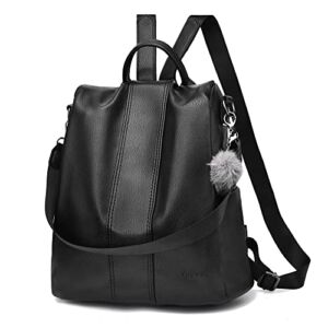 YOUNNE Women Backpack Purses PU Leather Anti-theft Rucksack Waterproof Daypack Casual Shoulder Satchel Bag（Black2）