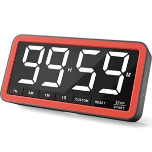 VOCOO Digital Kitchen Timer with 7.8” Extra Large Display, Magnetic LED Timer with 3 Brightness, 4 Alarms and 3 Volume Levels, Battery Powered Countdown Count Up Timer for Cooking Classroom Home Gym