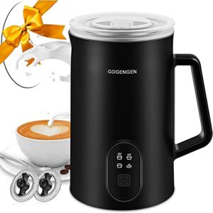 Milk Frother, 4-in-1 Electric Milk Steamer, 10oz/290ml Automatic Hot and Cold Foam Maker and Milk Warmer for Latte, Cappuccinos, Macchiato, From the Makers of GOGENGEN Pot, Black