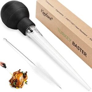 Kendane Turkey Baster With Cleaning Brush, Baster Syringe for Home Baking and Roaster Turkey, Include Detachable Food Grade Bulb with Double Scales for BBQ Grill Baking Kitchen Cooking