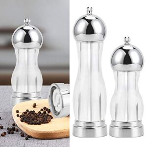 plplaaoo Pepper Grinder, Adjustable Refillable Salt Pepper Grinder with Manual Seasoning Mill Shaker, Round Acrylic Spice Jars Kitchen Utensils Fits in Home,Kitchen,Barbecue(Small)