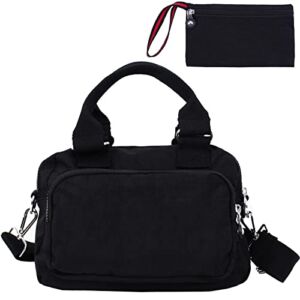 Nylon Crossbody Bag for Women Waterproof Shoulder Handbag with Multiple Compartments Nylon Purses with Extra Pocket (Black1)