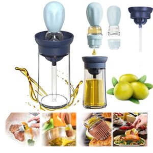 Olive Oil Dispenser Bottle With Silicone Brush 2 In 1, Oil Storage and Dispenser Container, Silicone Dropper Measuring Oil Bottle with Brush for Kitchen Cooking, Frying, BBQ Grilling Baking