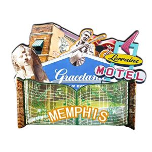 American Memphis City Magnet 3D Wooden Landmarks Classic Fridge Magnets Handcrafted Crafts Travel Souvenirs Gifts Collections Home & Kitchen Decorations