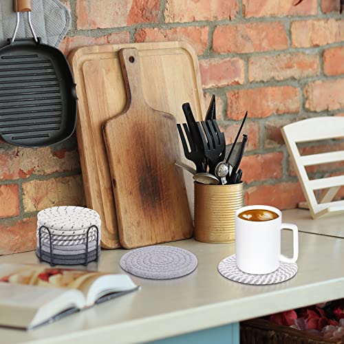 Mckanti 8 Pcs Drink Coasters with Holder, 4 Colors Absorbent Coasters for Drinks, Minimalist Cotton Woven Coaster Set for Home Decor Tabletop Protection Suitable for Kinds of Cups, 4.3 Inches. | The Storepaperoomates Retail Market - Fast Affordable Shopping