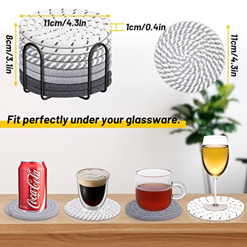 Mckanti 8 Pcs Drink Coasters with Holder, 4 Colors Absorbent Coasters for Drinks, Minimalist Cotton Woven Coaster Set for Home Decor Tabletop Protection Suitable for Kinds of Cups, 4.3 Inches. | The Storepaperoomates Retail Market - Fast Affordable Shopping