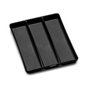madesmart Antimicrobial Classic Large Utensil Tray, Soft Grip, Non-Slip Kitchen Drawer Organizer, 3 Compartments, Multi-Purpose Home Organization, EPA Certified, Carbon