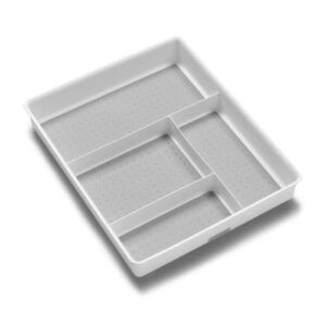madesmart Antimicrobial Classic Gadget Tray, Soft Grip, Non-Slip Multi-Purpose Drawer Organizer, 4 Compartments, All-In-One Home Organization, EPA Certified, White
