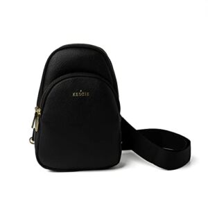 Kedzie Sunset Sling Bag in Soft Vegan Leather Crossbody Bag Cell Phone Purse Fanny Bag Packs for Women Teen Girls – Black