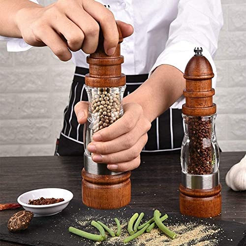 Generic Wood and Acrylic Salt and Pepper Mill Set, Pepper Grinders, Salt Shakers with Adjustable Ceramic Rotor, Hand Grinding Mechanism Spice Pepper Grinders for Home Kitchen Use,Pepper powder tastes | The Storepaperoomates Retail Market - Fast Affordable Shopping
