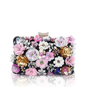 BABEYOND Flower Clutch Evening Bag – Women 3D Multicolored Beaded Shoulder Handbag Purse for 1920s Party Prom Wedding