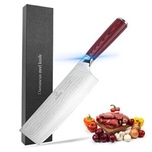 Jasni Chef Knife, Professional High Carbon VG10 Damascus Steel Traditional Japanese 7 Inch Kitchen Knife, Fruit and Vegetable Chefs Knife, Ultra Sharp Forged Blade Cooking Knife for Home Restaurant