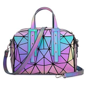 Chic Boutique De Mode Geometric Luminous Purses Handbags Holographic Crossbody Shoulder Bag Large Capacity (Flowers)