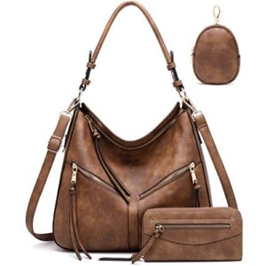 Hobo Handbags for Women Purse Ladies Boho Shoulder Bag Crossbody Bags Brown Vegan Leather