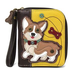 Chala Handbags Corgi Zip-Around Wristlet Wallet, Dog Mom