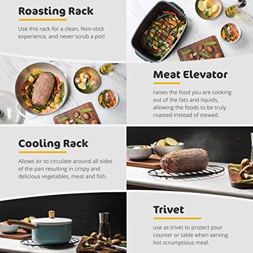 GOURMEX Black Oval Roasting Rack with Integrated Feet | Stainless Steel Kitchen Rack With Non-Stick Coating, PTFE Free | Oven and Dishwasher Safe | Ideal for Cooking, Roasting, Drying, Grilling | The Storepaperoomates Retail Market - Fast Affordable Shopping