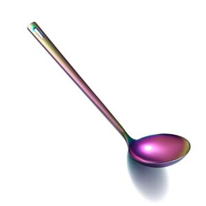 HOMQUEN Ladle, Stainless Steel Kitchen Ladle with Titainium Rainbow Plating, Soup Ladle, Cooking Ladle, Metal Soup Spoon for Cooking, Dishwasher Safe