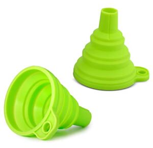 Home EC Kitchen Funnel, 2 Pack Collapsible Funnel for Filling Bottles, Mini Flexible Silicone Funnel for Liquids, Jam, Beans, Automotive, Flask Funnel – Foldable Funnel for Liquid, or Dry Ingredients