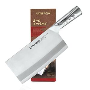 Meat cleaver, Little Cook 8 inch cleaver knife, Stainless steel butcher knife, Vegetable knife for Home Kitchen and Restaurant