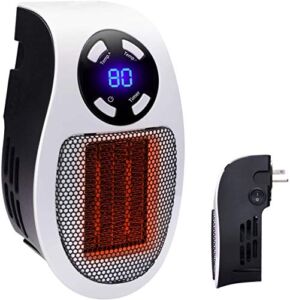 350W Space heater, Wall Outlet Electric Space Heater as Seen on TV with Adjustable Thermostat and Timer and Led Display, Compact for Office Dorm Room