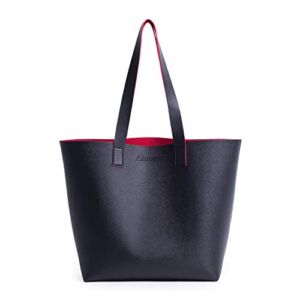 Alameda Women Tote Bag Faux Leather Handbags Casual Ladies Shoulder Bags for Shopping, Black