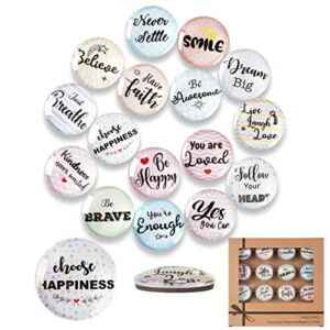 Mienno 16 Pack Inspirational Refrigerator Magnets, Crystal Glass Magnets, Inspirational Quotes Fridge Magnets, Homewarming Gift, Home Decoration Gift with Gift Packaging Box  (Kraft Gift Box)