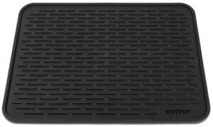 HOTPOP XXL (24″x18″) Super Sturdy Silicone Dish Drying Mat and Trivet, Dishwasher Safe, Heat Resistant, Eco-Friendly (Black)